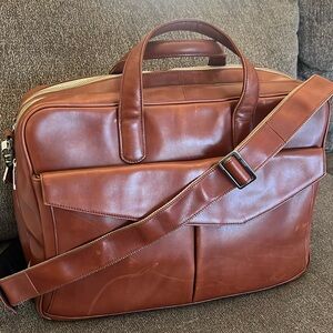 Aaron Irvin Leather Briefcase Laptop Messenger Bag